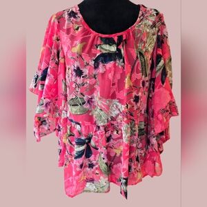 Cupio Flowy Blouse Pink Floral Medium